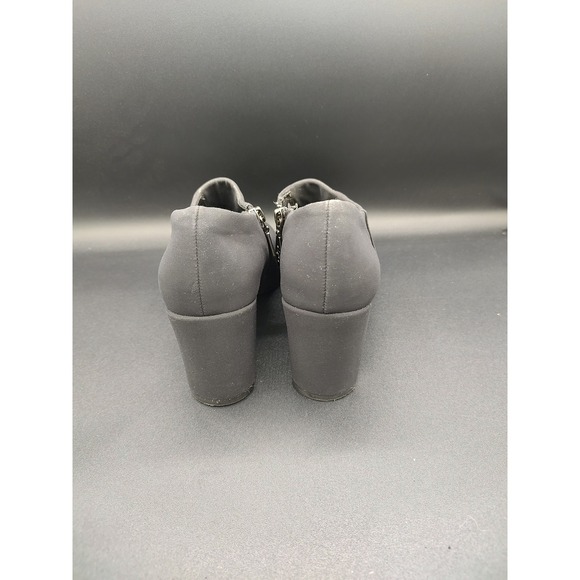 Donald J Pliner Black Stretch Fabric Square Toe Ankle Booties Silver Heel 8N - Picture 7 of 9